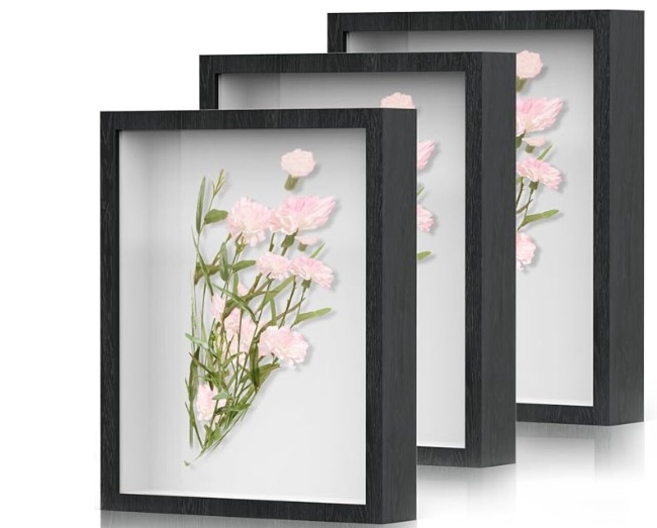 8x10 Shadow Box Frame - 3 Pack Wood Deep Shadowboxes Display Cases Suitable for Photos, Dried Flowers, Handicrafts Picture Frames for Wall (Black)